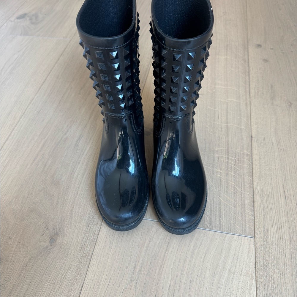 Valentino Garavani Black Studded Rain Boots